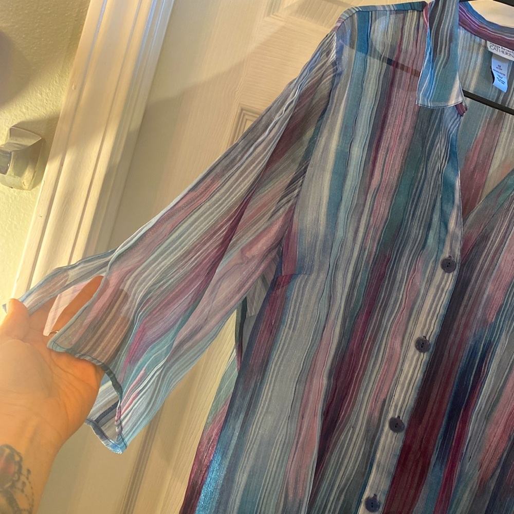Catherines Sheer Multicolor Blouse - Picture 3 of 9